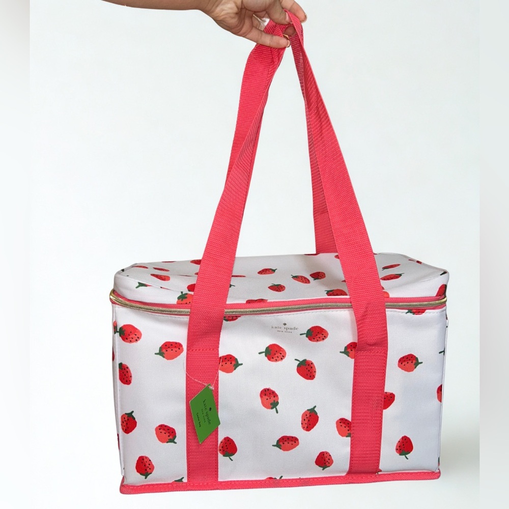 NWT Kate Spade | Big Insulated Cooler Bag – Strawberry Print | White & Red